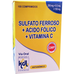 Sulfato Ferroso; Ácido Fólico; Vitamina C